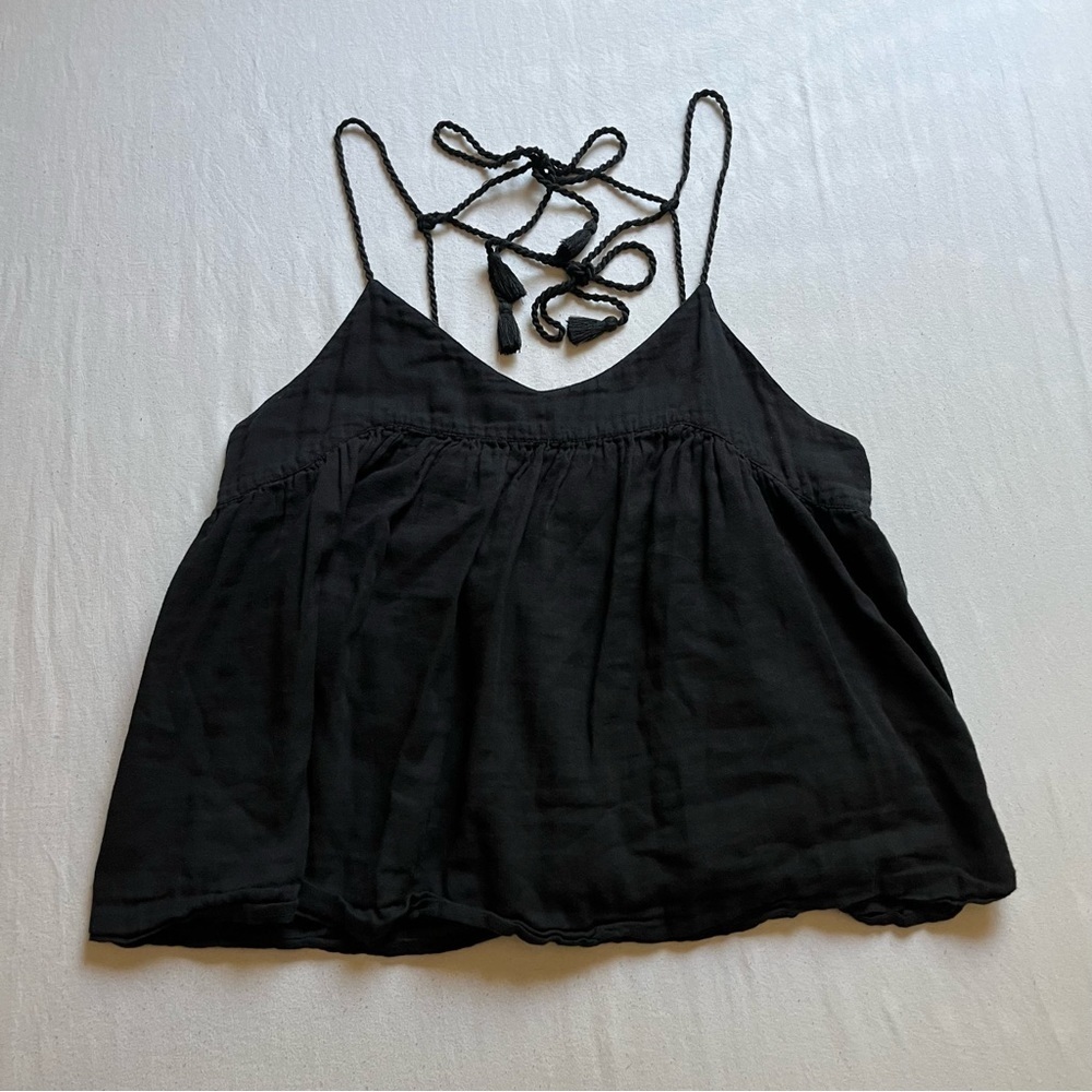 ANAAK black gauze boxy cropped tank top